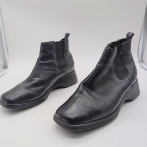 Rockport Sz 8 W Women's Black Leather Ankle Boots Made In Brazil